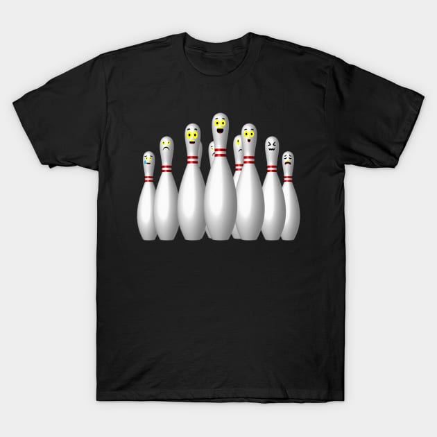 Scared Bowling Pins T-Shirt by MartianGeneral